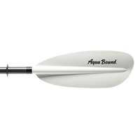 White kayak paddle blade with center ridge and black shaft connection