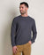 Men's long-sleeve crew neck thermal waffle-knit pullover in dark gray, front view