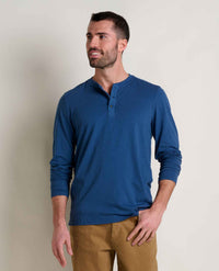 Toad and Co Ms Primo Long Sleeve Henley Deep Sea