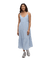 Light blue tiered maxi dress with button front and thin straps on model