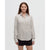 Light striped button-up shirt with chest pocket and long sleeves, front view