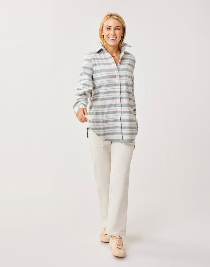 Carve Designs Ws Fairbanks Supersoft Shirt Cilantro Block Stripe
