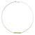Minimalist cord necklace with green faceted stone beads centered on tan cord, silver clasp