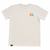 Off-white heavyweight short sleeve t-shirt with rainbow pride flag graphic on left chest