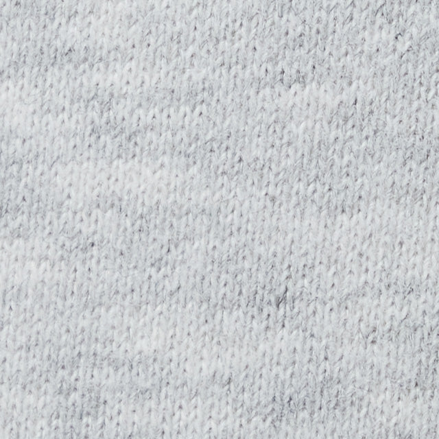 Close-up swatch of light heather grey knit fabric showing texture and weave detail