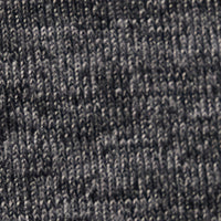 Close-up swatch of heathered dark gray knit fabric showing texture and weave detail