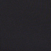Close-up fabric swatch of dark ribbed knit textile in solid black