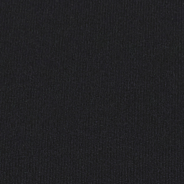 Close-up fabric swatch of a dark black textured knit material for a high neck bra