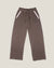 Wide-leg fleece sweatpants with drawstring waist and white-trimmed side pockets, front view