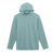 Lightweight long-sleeve hoodie in muted teal, pullover style, front view, no zipper