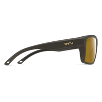Dark gray sunglasses with bronze mirrored lenses shown in side profile view