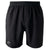 Black athletic running shorts with elastic waistband and mesh detail, front view