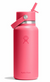 32oz wide mouth insulated water bottle with flex straw cap and carry handle, front view
