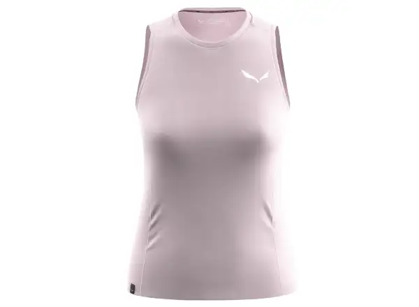 Light pink sleeveless athletic tank top with crew neck, front view on white background