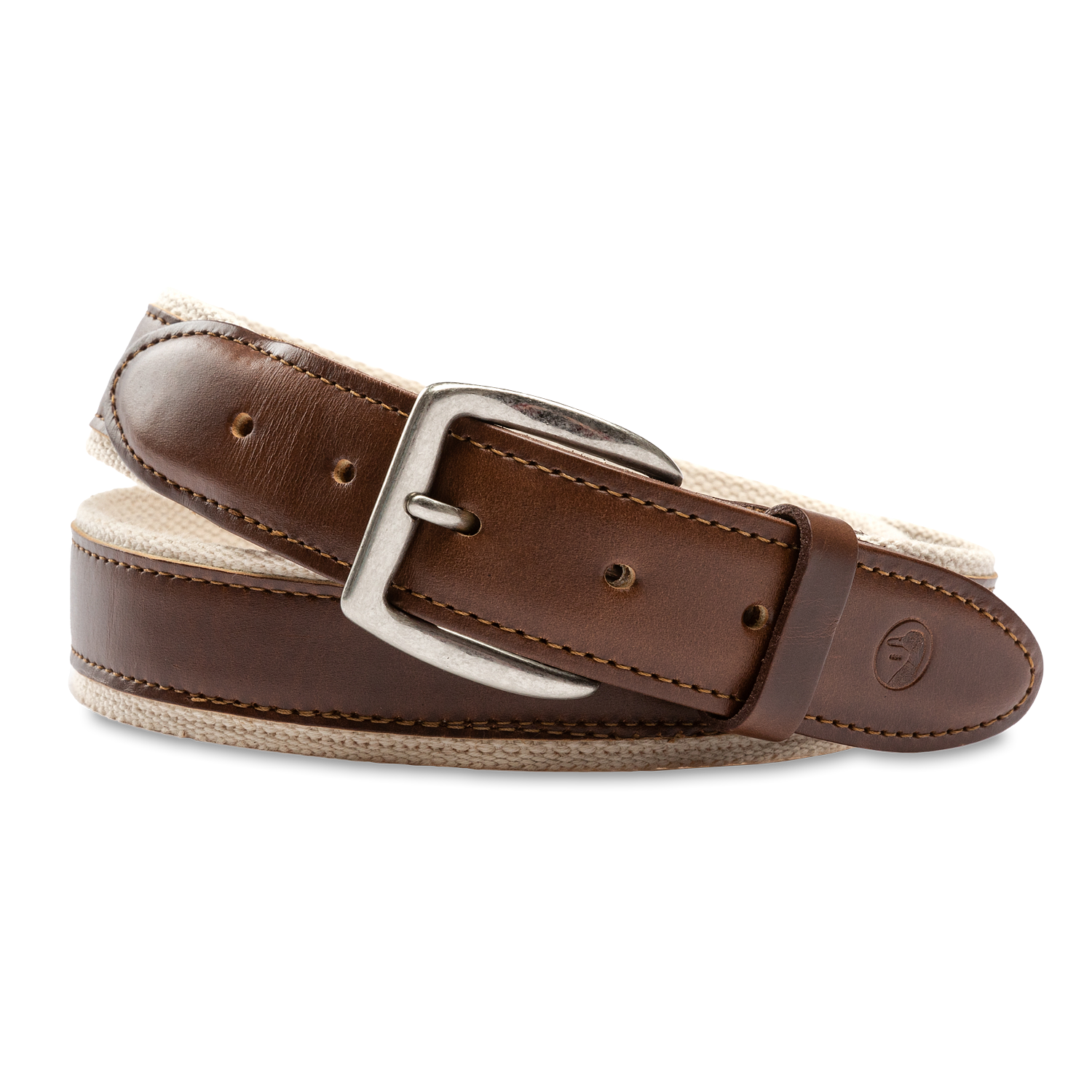 Duck Head Leather Trim Webbed Belt Brown