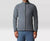 Gray heathered fleece jacket with full zip closure and stand collar, front view