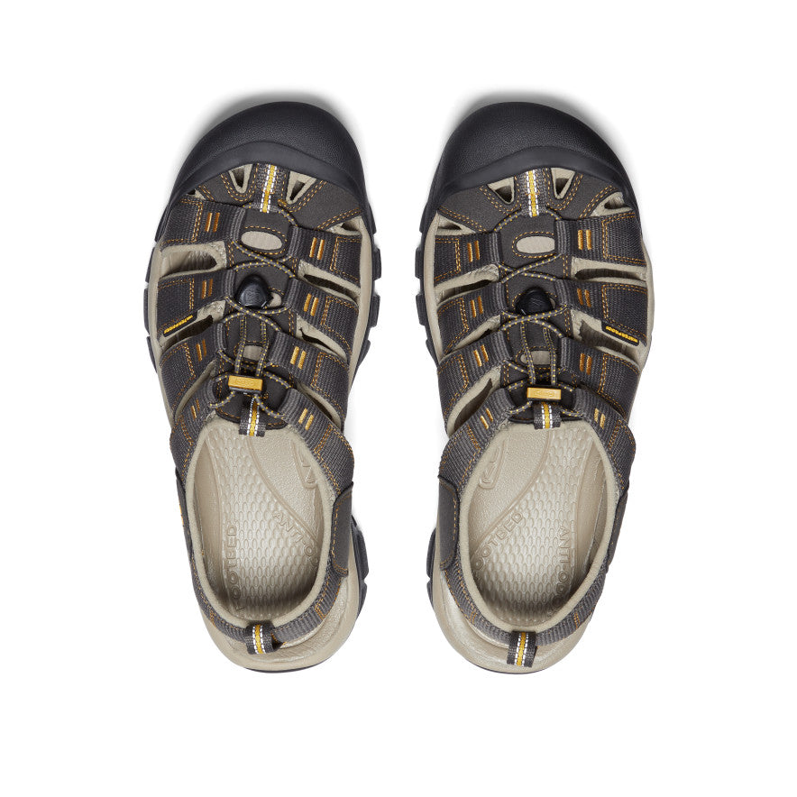 Men's hybrid sandals with protective toe caps and adjustable straps, top view