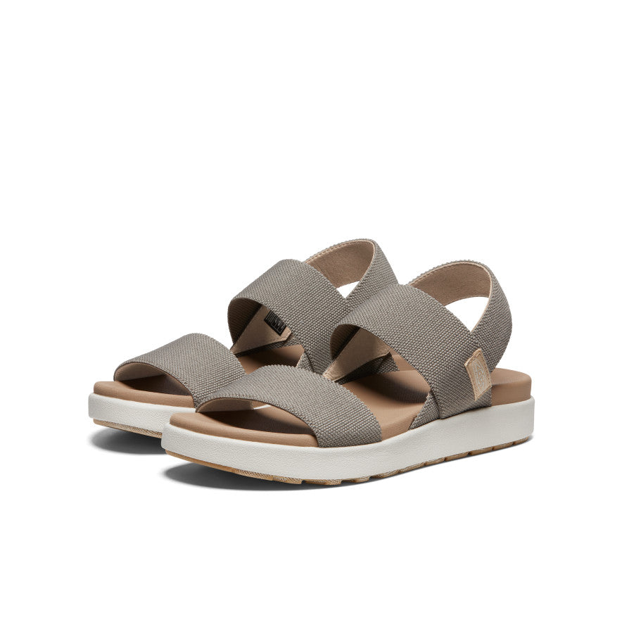 Women's backstrap sandals with elastic crossover straps and white platform sole