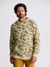 Men's camouflage pullover hoodie with kangaroo pocket, front view on model