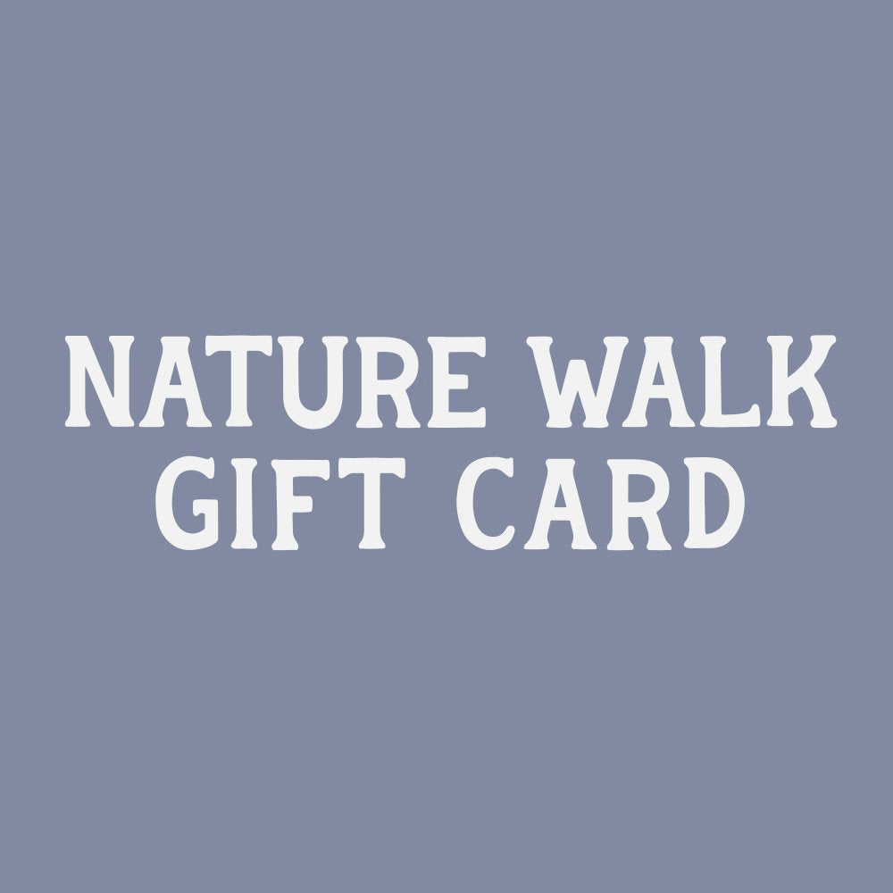 Gift card with bold white text on a muted blue-gray background, front view