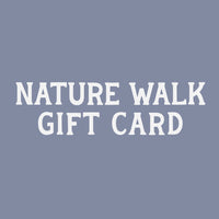 Gift card with bold white text on a muted blue-gray background, front view