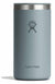 Insulated stainless steel tumbler cup with silver lid and embossed logo, front view