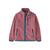 Pink sherpa fleece zip-up jacket with blue trim, chest pocket, and two hand pockets, front view