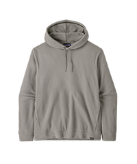 Men's pullover fleece hoodie with kangaroo pocket and drawstring hood, front view