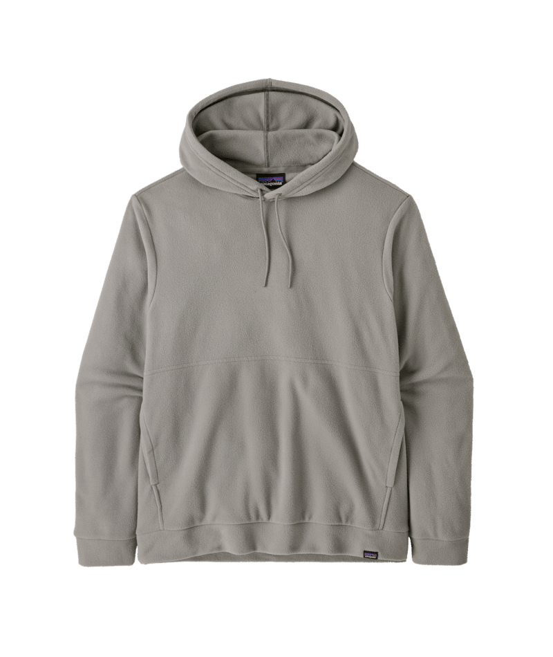 Men's pullover fleece hoodie with kangaroo pocket and drawstring hood, front view