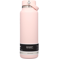 40oz wide mouth insulated water bottle in pastel pink with flex cap and product label band