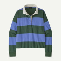 Patagonia Ws L/S Rugby Shirt Wide Stripe: Diver Blue