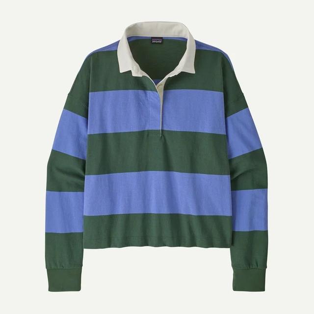 Patagonia Ws L/S Rugby Shirt Wide Stripe: Diver Blue