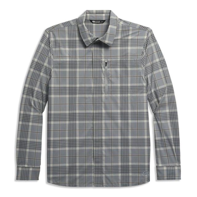 Outdoor Research Ms Astroman Long Sleeve Sun Shirt Light Pewter Plaid
