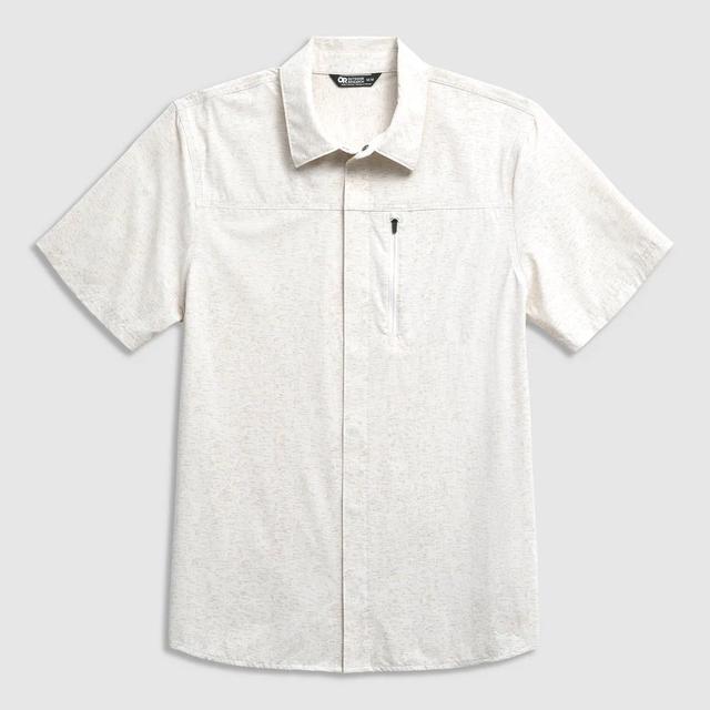 Outdoor Research Ms Astroman Short Sleeve Sun Shirt Oyster Tamarack Print