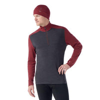 Smartwool Ms Classic Thermal Merino Base Layer 1/4 Zip Charcoal - Currant