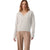 Women's v-neck chunky knit sweater in off-white, long sleeves, relaxed fit, front view