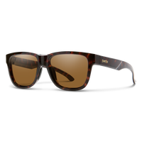 Tortoise shell patterned sunglasses with brown lenses, three-quarter view angle