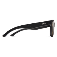 Black rectangular sunglasses with dark lenses shown from side profile view