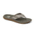 Men's flip flop sandal with textured olive footbed, tan fabric straps, and brown rubber sole