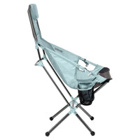 Lightweight portable camping chair with high back and side storage pocket