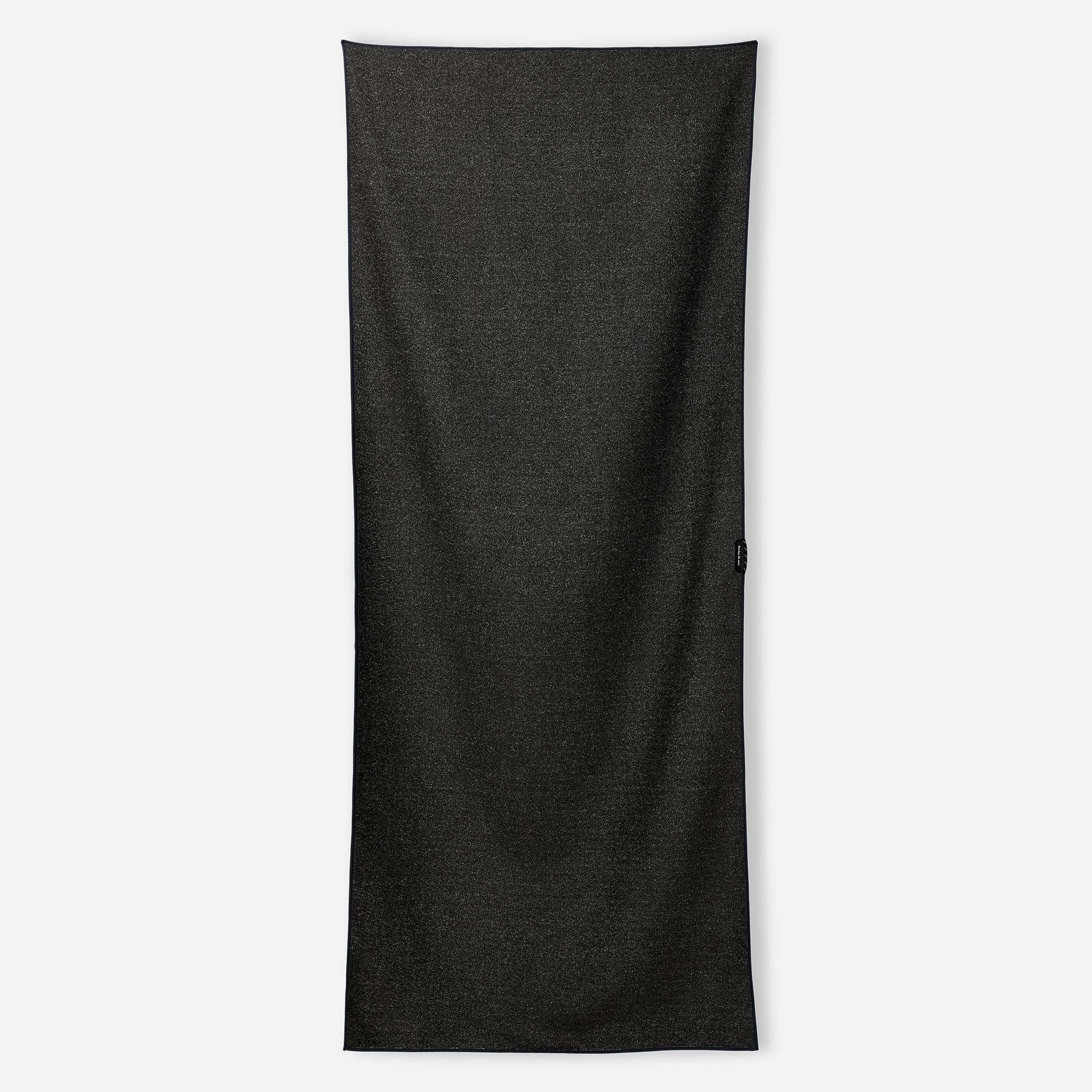 Dark textured towel displayed flat against white background showing full rectangular shape
