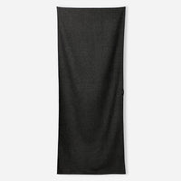 Dark textured towel displayed flat against white background showing full rectangular shape