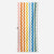 Rectangular towel with colorful wavy vertical stripes in rainbow pattern on white background