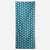 Rectangular towel with teal background and repeating white geometric tooth pattern