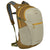 20-liter daypack with gray main compartment, brown accents, gold zippers, and padded shoulder straps, three-quarter view