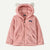 Pink sherpa fleece baby zip-up hoodie with animal ears on hood, front view