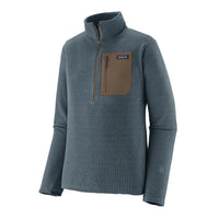 Men's quarter-zip fleece pullover with chevron texture, contrast chest pocket, and mock neck collar