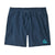 Navy blue men's volley shorts with drawstring waist and logo patch, front view