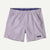 Light purple athletic shorts with elastic waistband and side pockets, front view