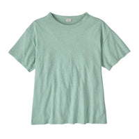 Women's short-sleeve crew neck t-shirt in light mint green, flat lay front view